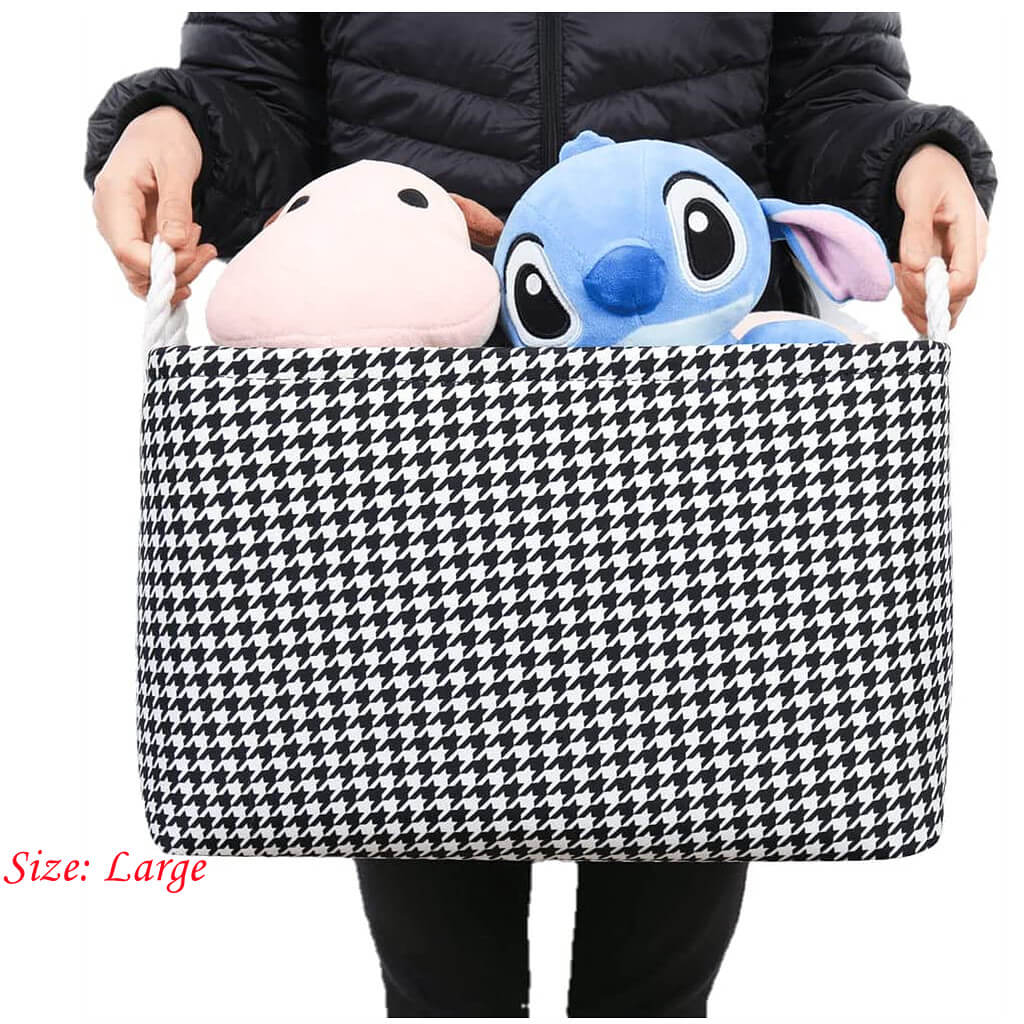 Collapsible Storage Bins Black White Grid Print - Image 6