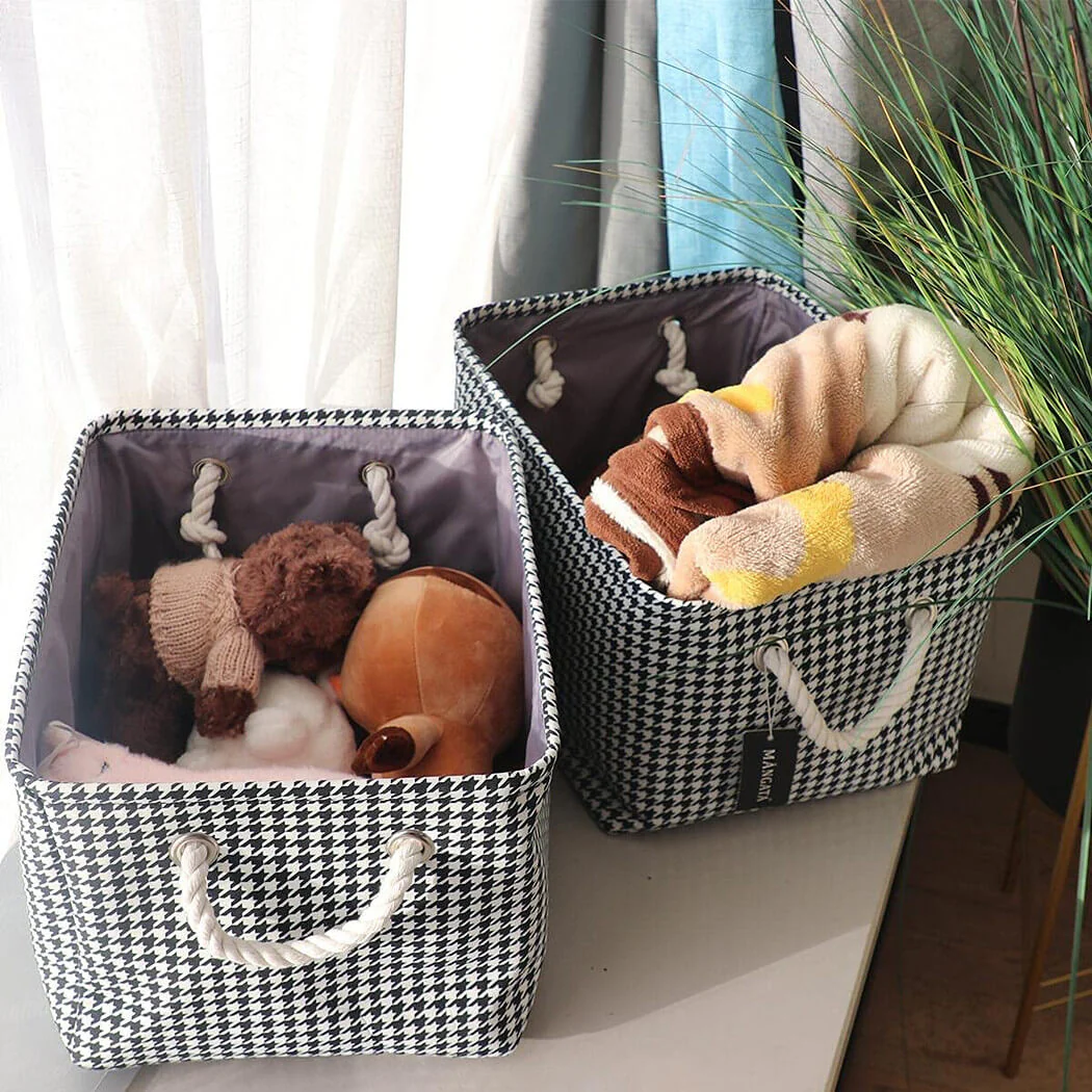 Collapsible Storage Bins Black White Grid Print - Image 8