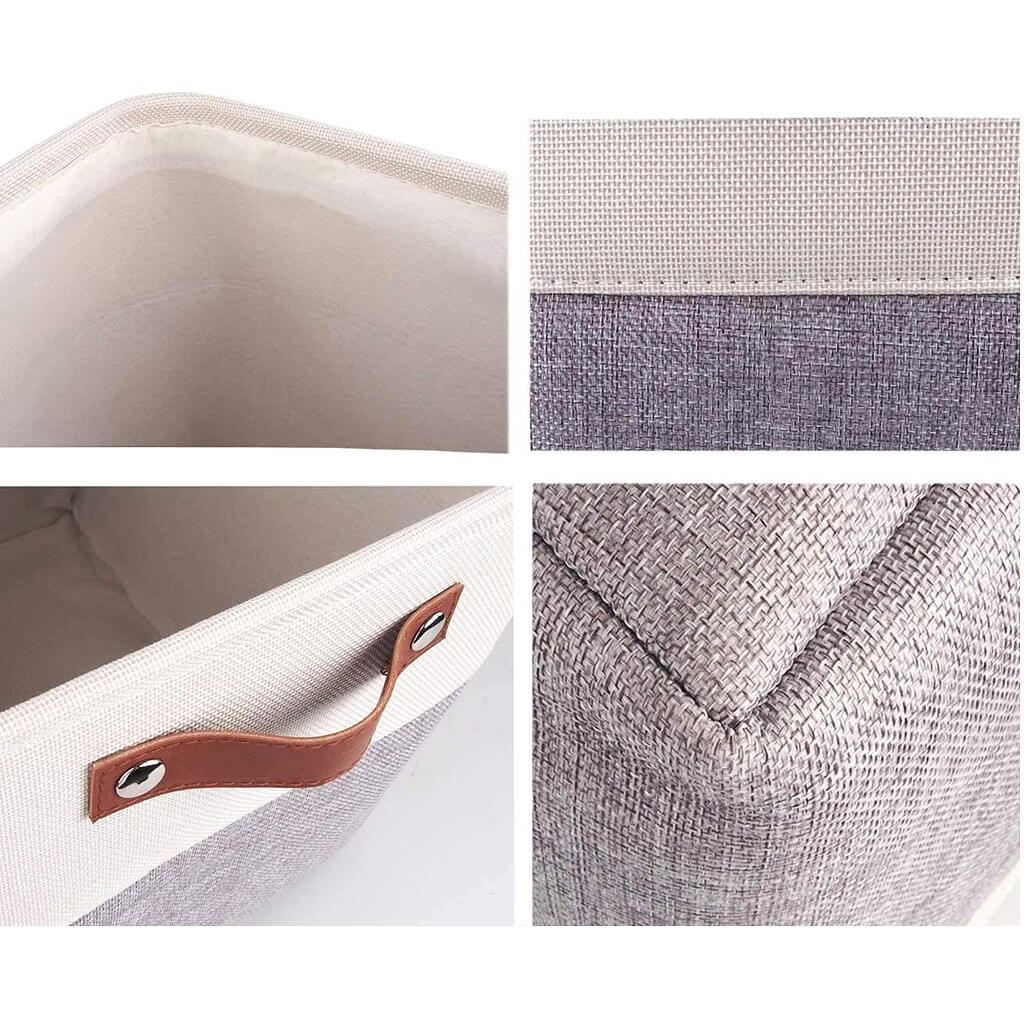 Cube Storage Box Set of 4, Fabric Storage Basket, 30x30x30, Grey&White - Image 5