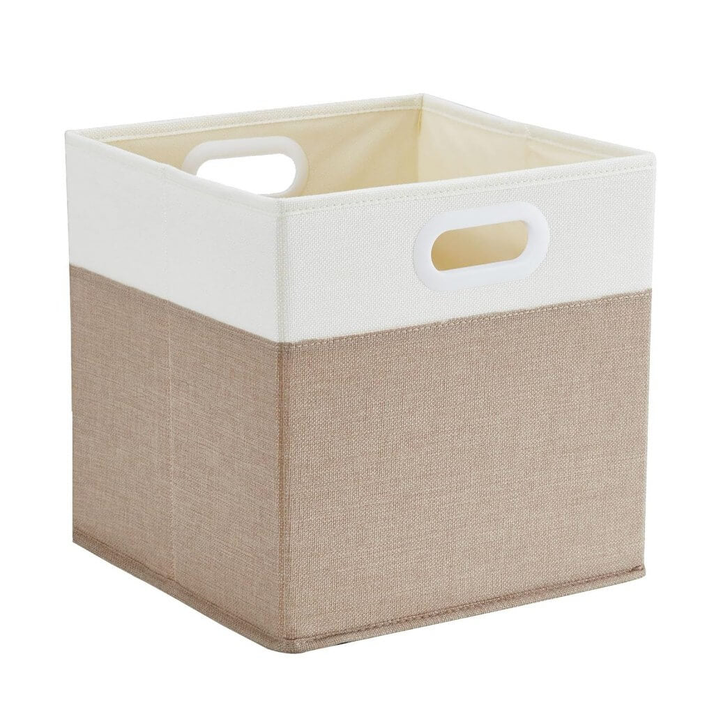 Cube Storage Boxes PP Board for Cupboards Light Khaki White - Image 10