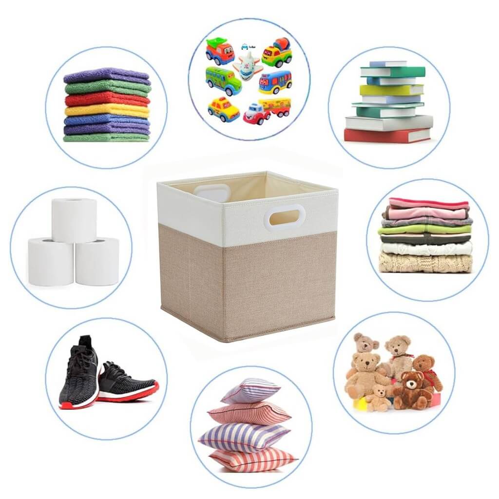 Cube Storage Boxes PP Board for Cupboards Light Khaki White - Image 7