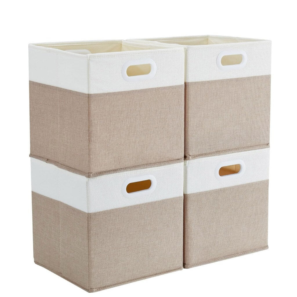 Cube Storage Boxes PP Board for Cupboards Light Khaki White - Image 8
