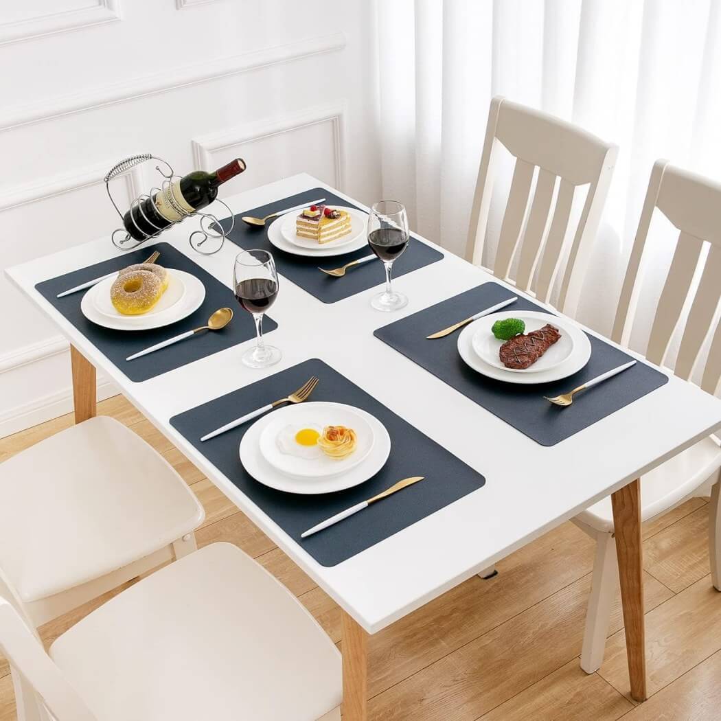 Dark Blue Faux Leather Place Mat for Kitchen Tables mangata - Image 6