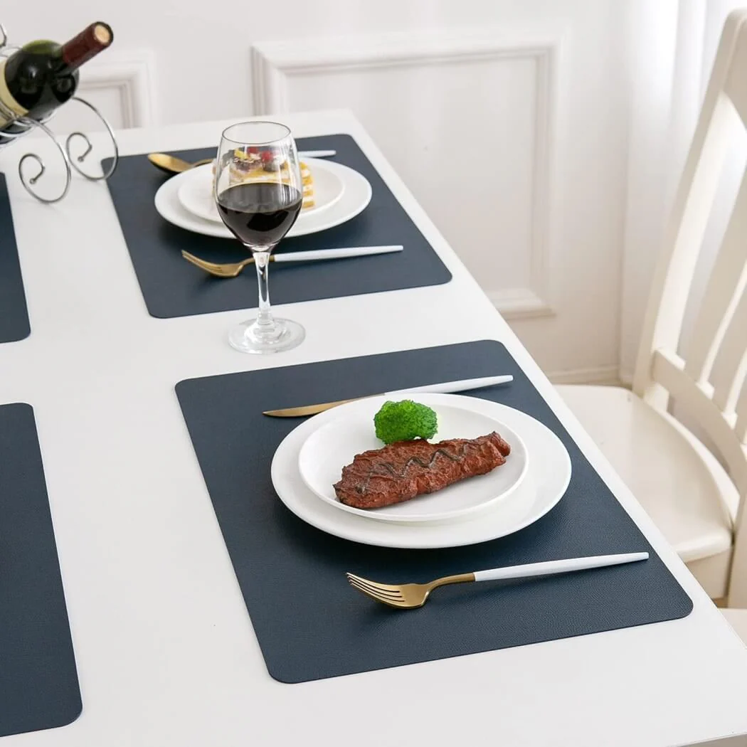 Dark Blue Faux Leather Place Mat for Kitchen Tables mangata - Image 7