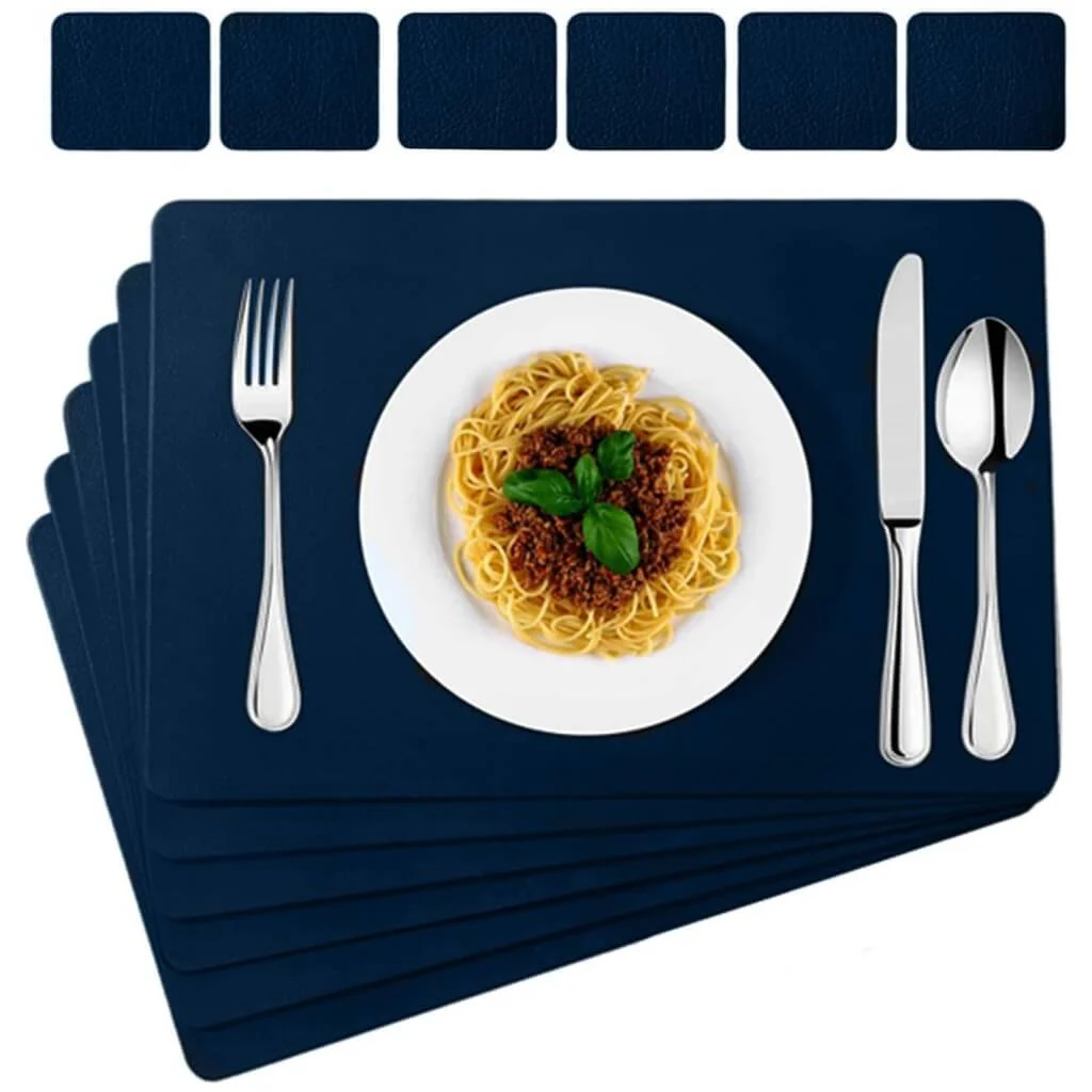 Dark Blue Faux Leather Place Mat for Kitchen Tables mangata - Image 8