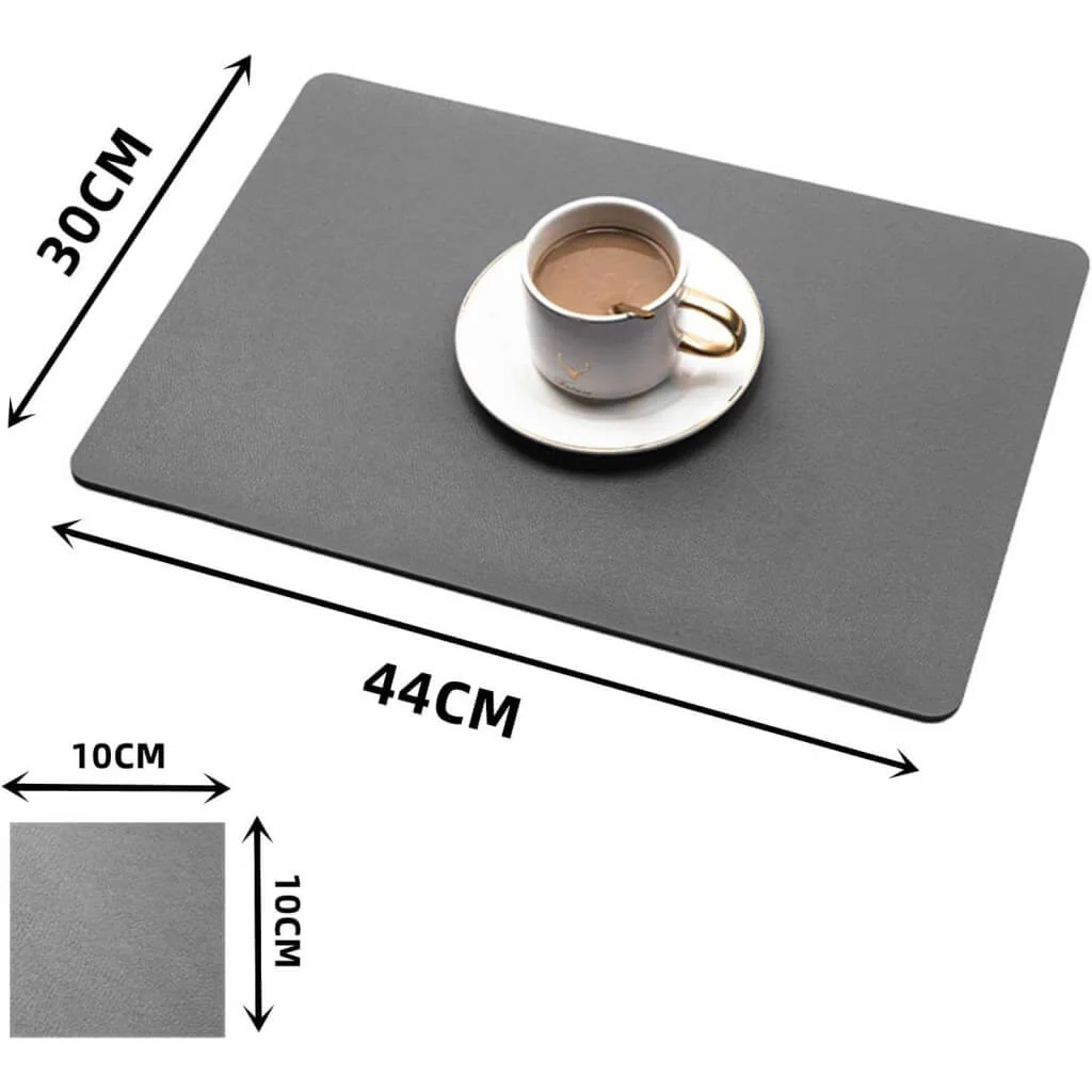 Dark Grey Faux Leather Place Mat for Kitchen Tables mangata - Image 4
