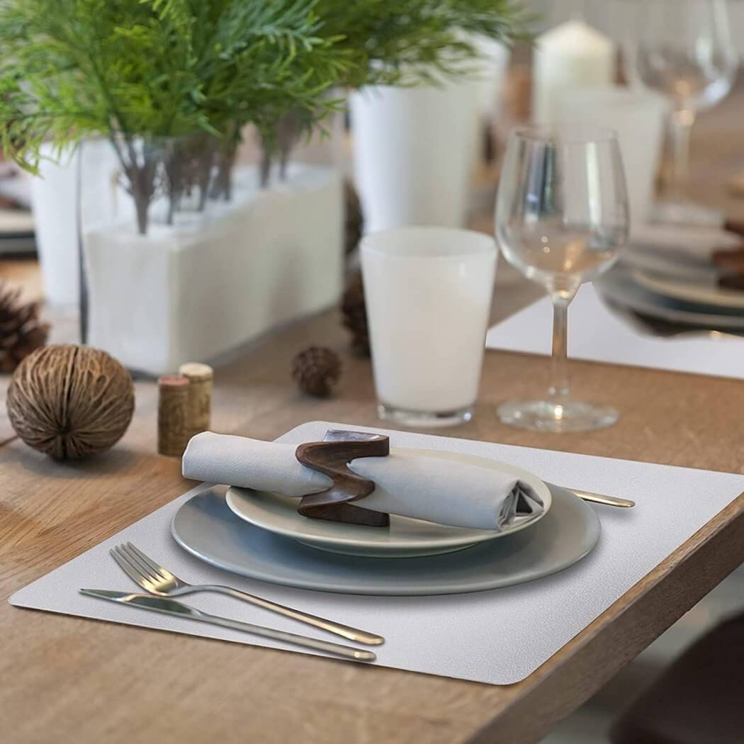 Dark Grey Faux Leather Place Mat for Kitchen Tables mangata - Image 5