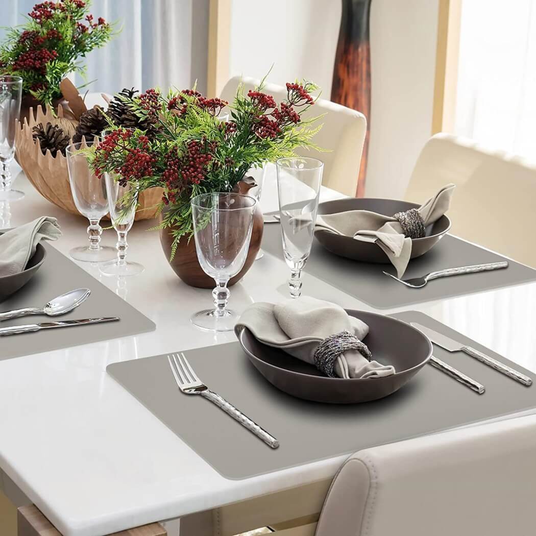 Dark Grey Faux Leather Place Mat for Kitchen Tables mangata - Image 6