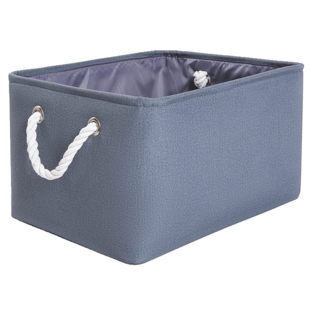 Dark Grey Washable Foldable Thickened Storage Basket with Rope Handles - Image 8