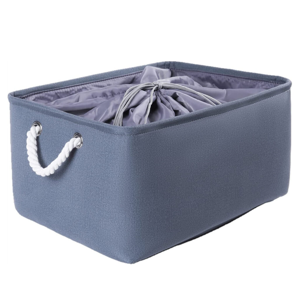 Dark Grey Washable Foldable Thickened Storage Basket with Rope Handles - Image 9