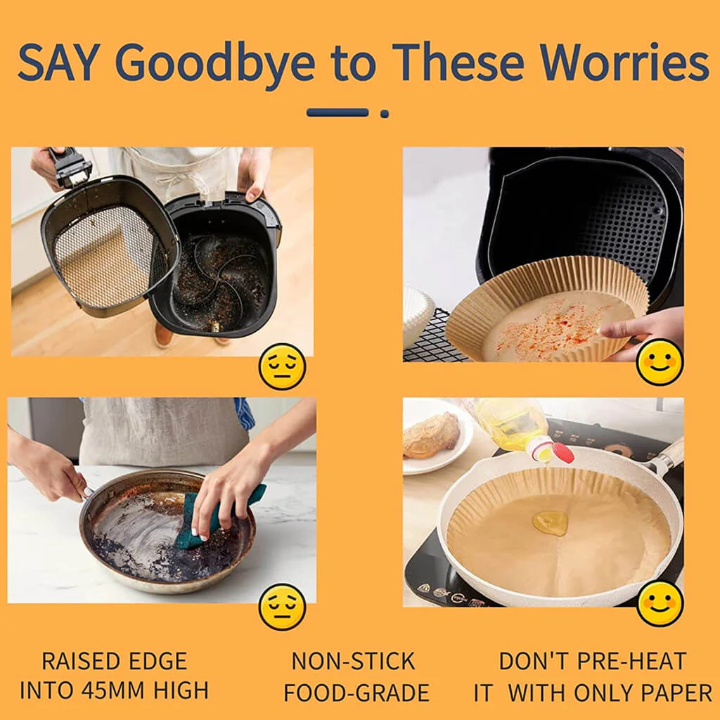 Disposable Air Fryer Liners Non-Stick Cooking Parchment Paper - 6.3inch - Image 3