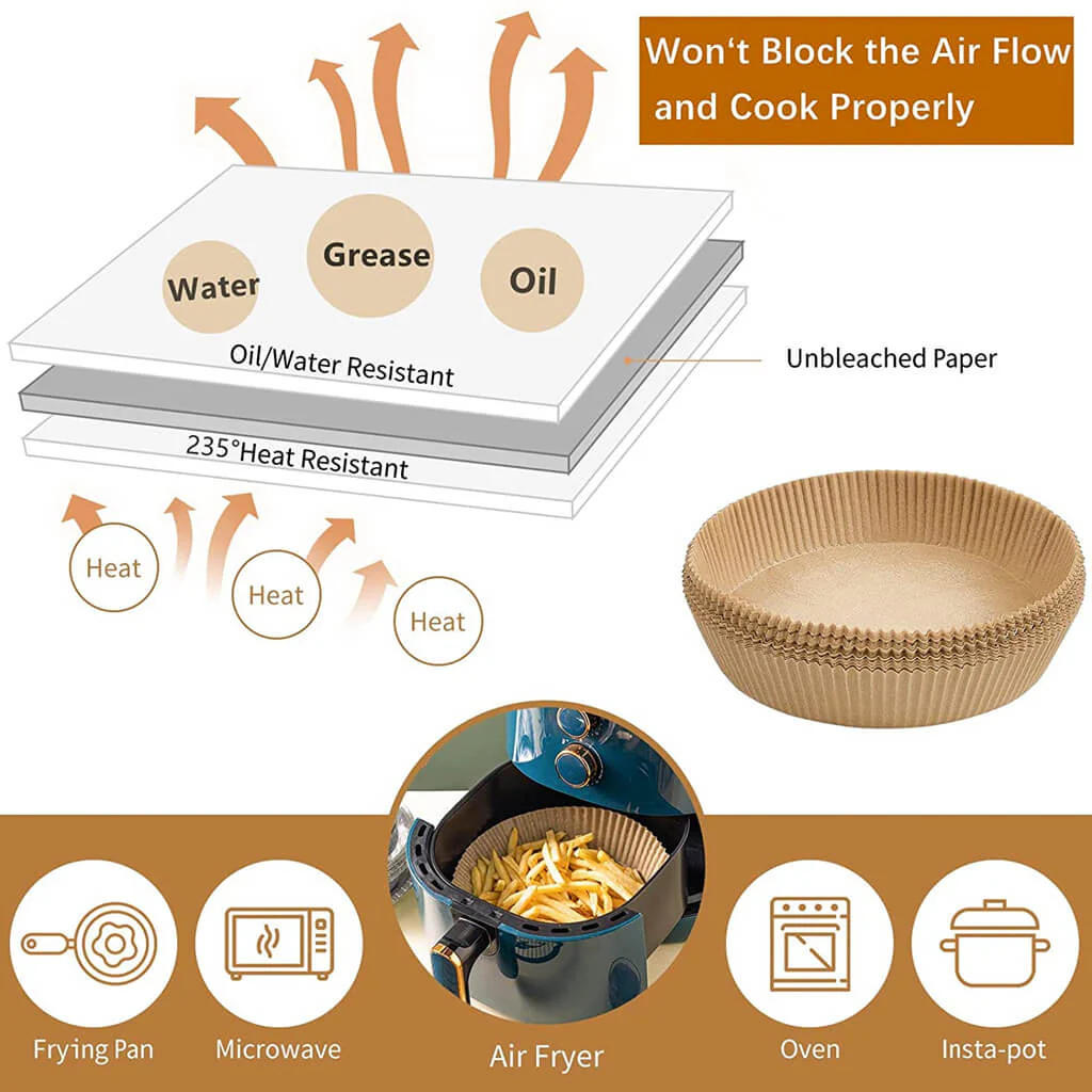 Disposable Air Fryer Liners Non-Stick Cooking Parchment Paper - 6.3inch - Image 4