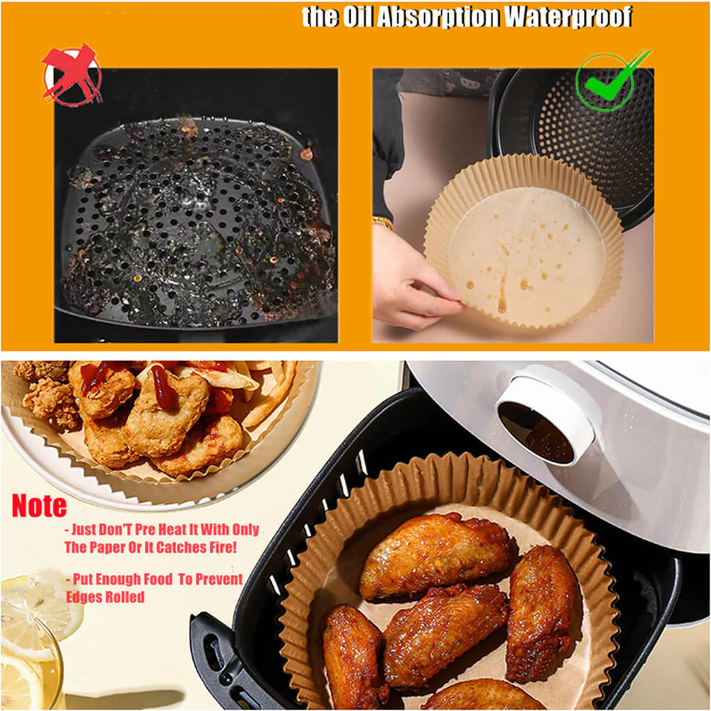 Disposable Air Fryer Liners Non-Stick Cooking Parchment Paper - 6.3inch - Image 5