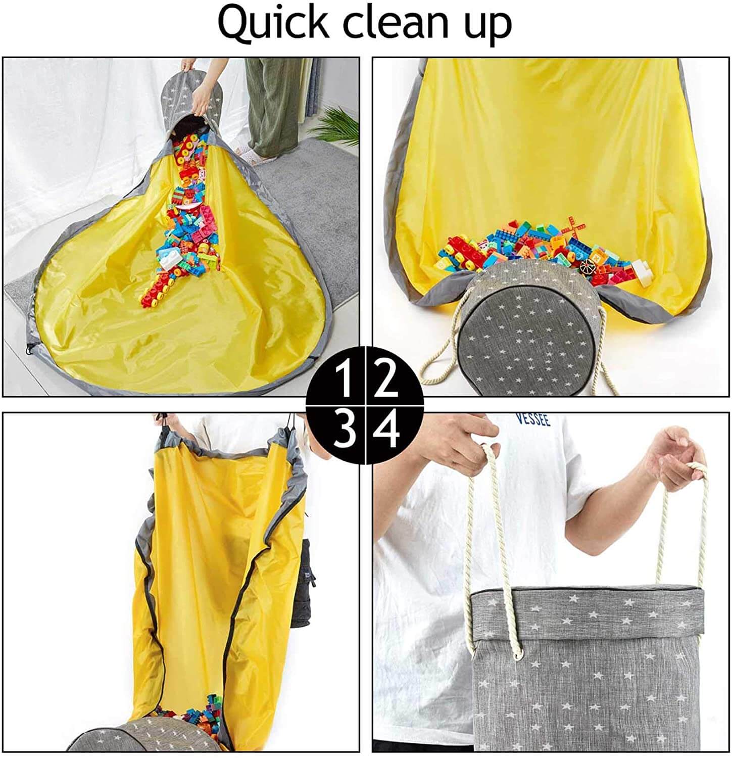 Durable Toy Storage Basket Organizer Bag And Play Mat - Image 13