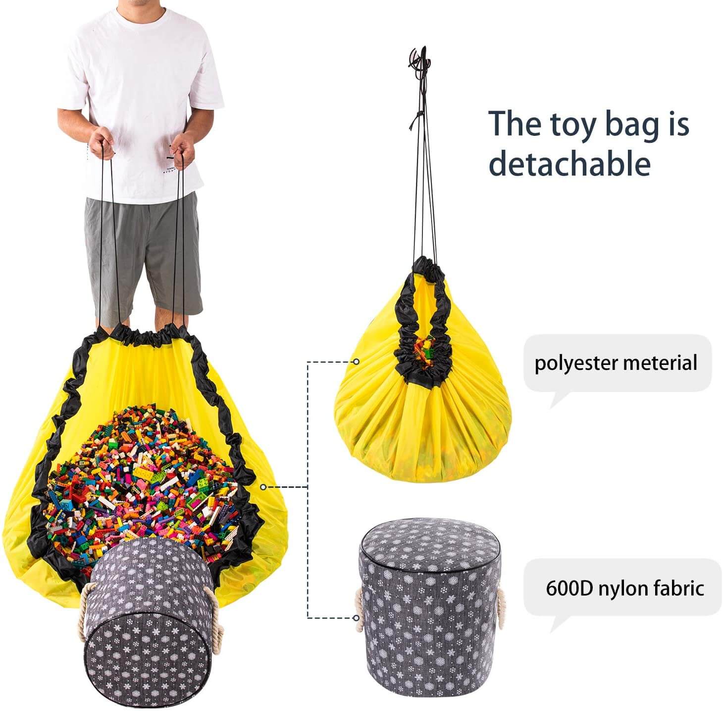 Durable Toy Storage Basket Organizer Bag And Play Mat - Image 19