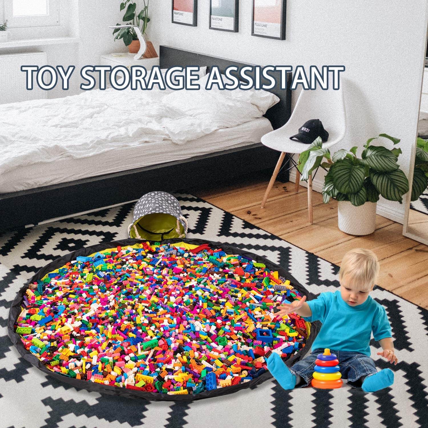 Durable Toy Storage Basket Organizer Bag And Play Mat - Image 21