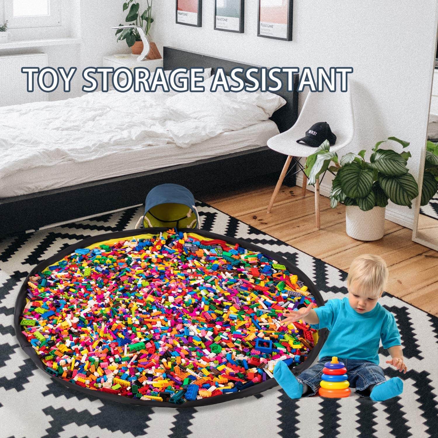 Durable Toy Storage Basket Organizer Bag And Play Mat - Image 27