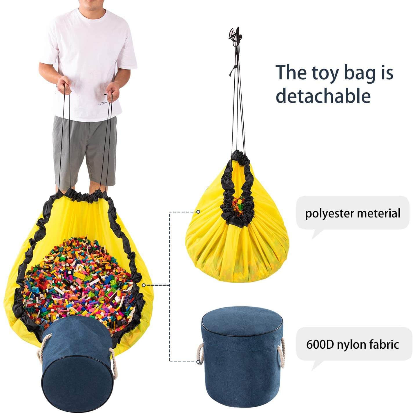 Durable Toy Storage Basket Organizer Bag And Play Mat - Image 29