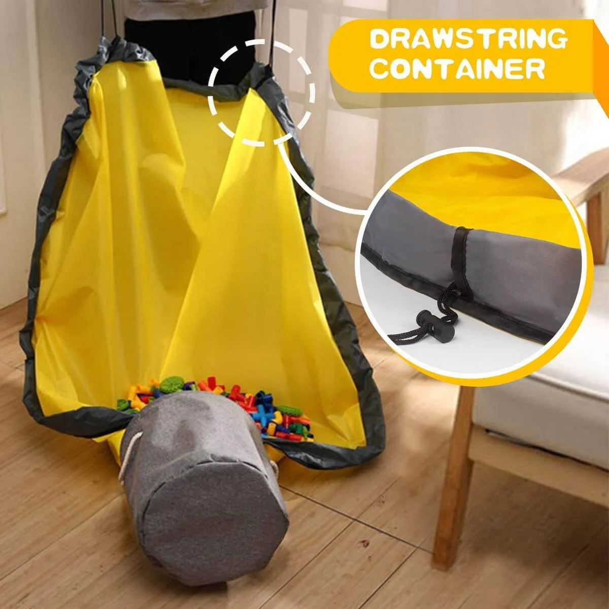 Durable Toy Storage Basket Organizer Bag And Play Mat - Image 4
