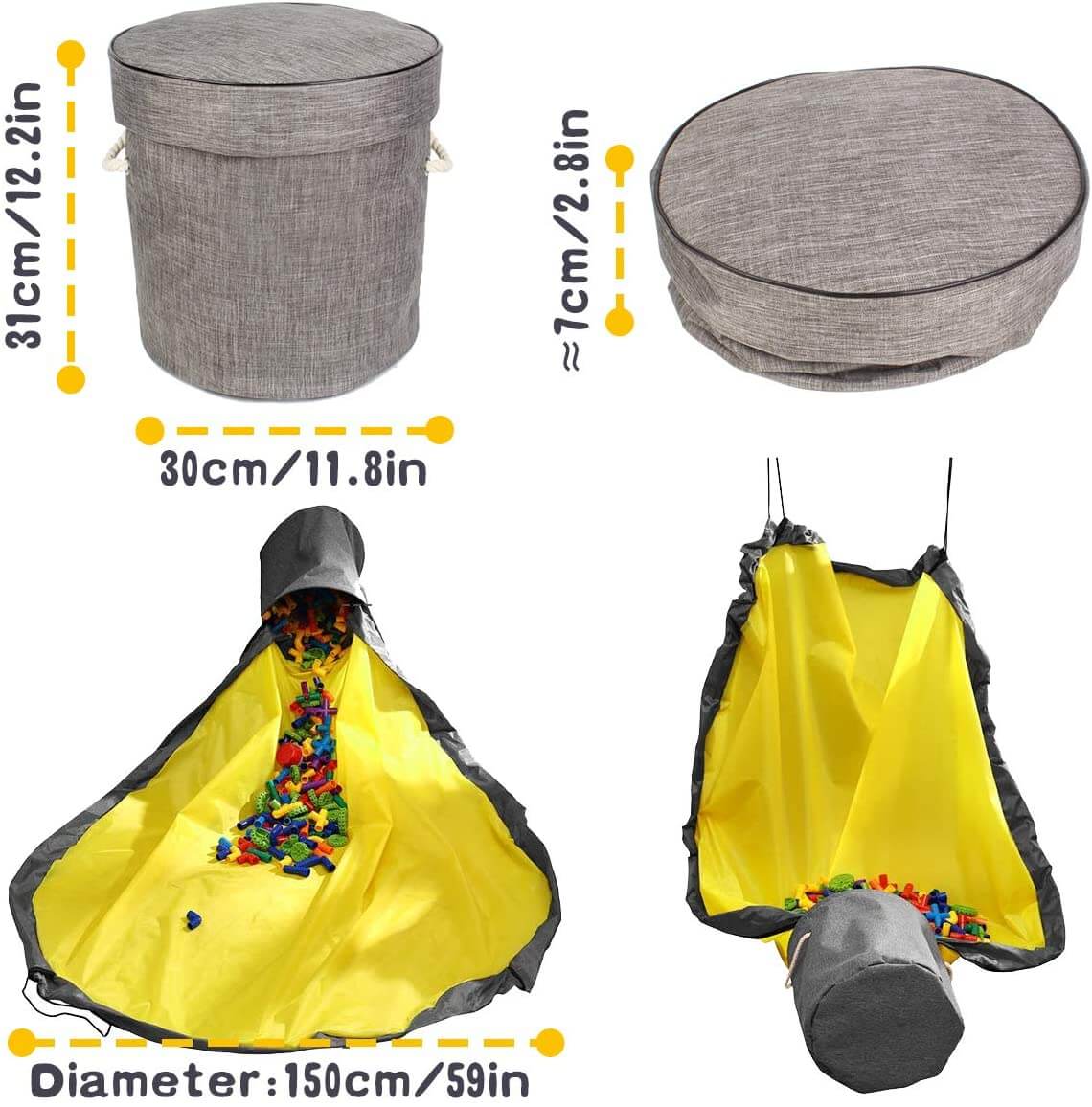 Durable Toy Storage Basket Organizer Bag And Play Mat - Image 5