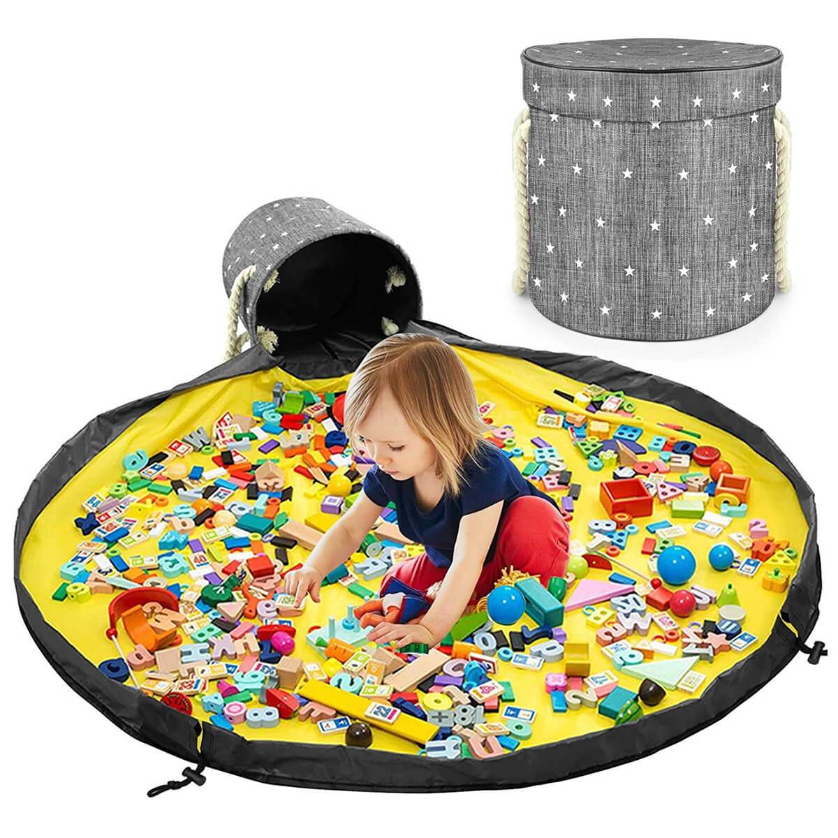 Durable Toy Storage Basket Organizer Bag And Play Mat - Image 8