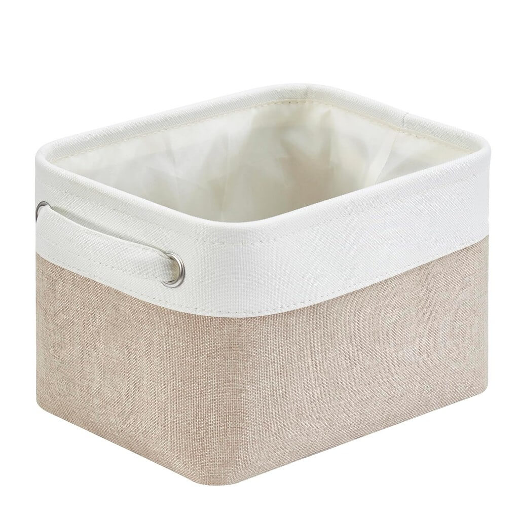 Fabric Storage Baskets – [1/3/4-Piece Set] Light Khaki & White - Image 54