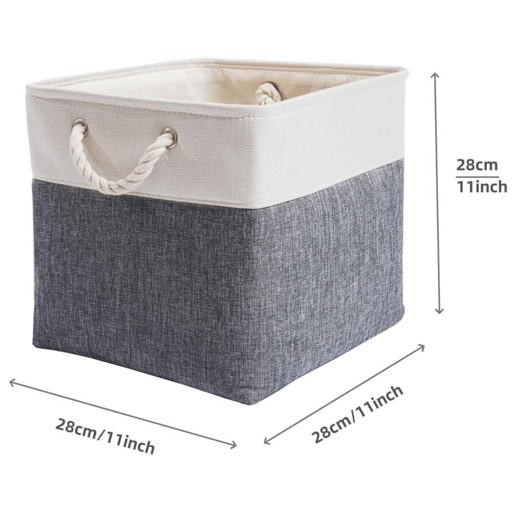 Fabric Storage Boxes for Bedrooms Cold Grey&white 28x28x28cm mangata - Image 4