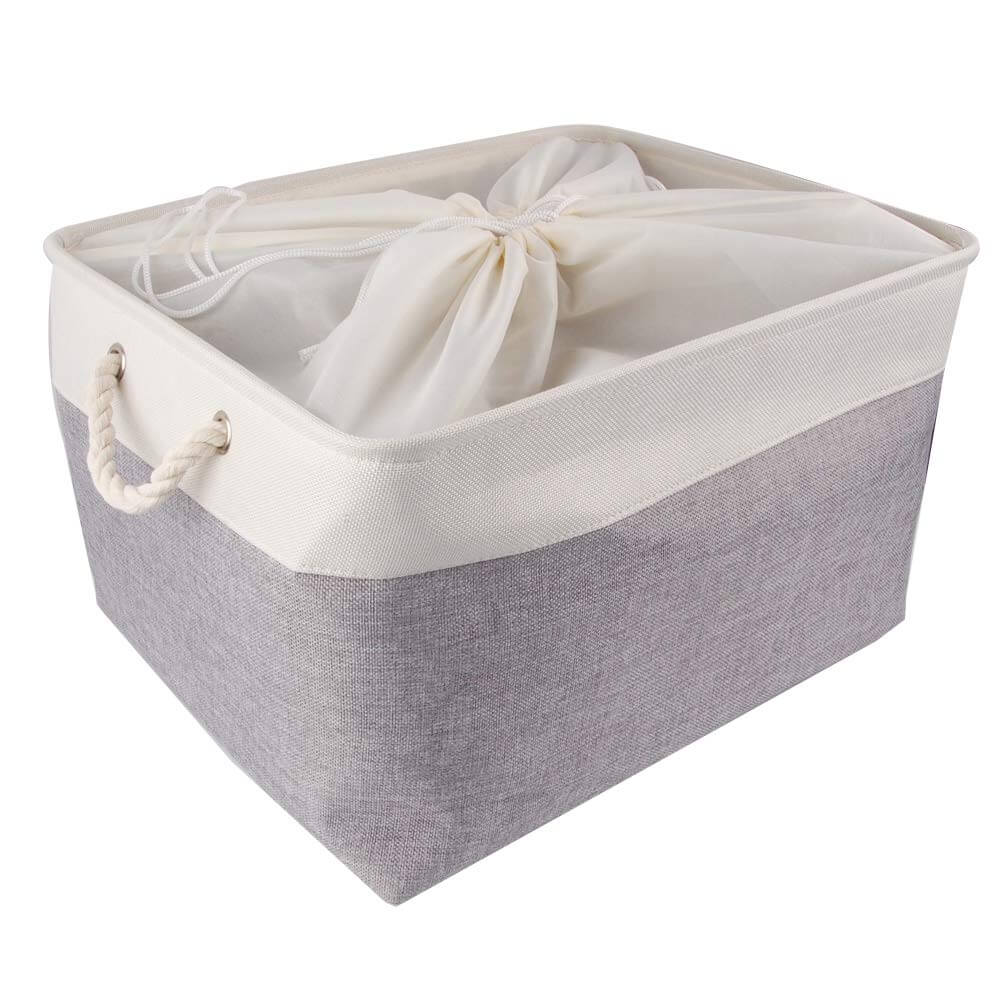 Two-Tone Basket with Rope Handle（Grey White） - Image 13