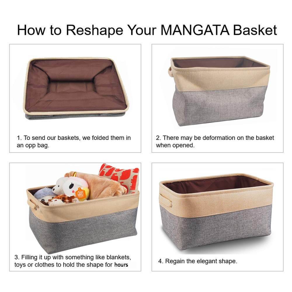Two-Tone Basket with Rope Handle（Grey White） - Image 15