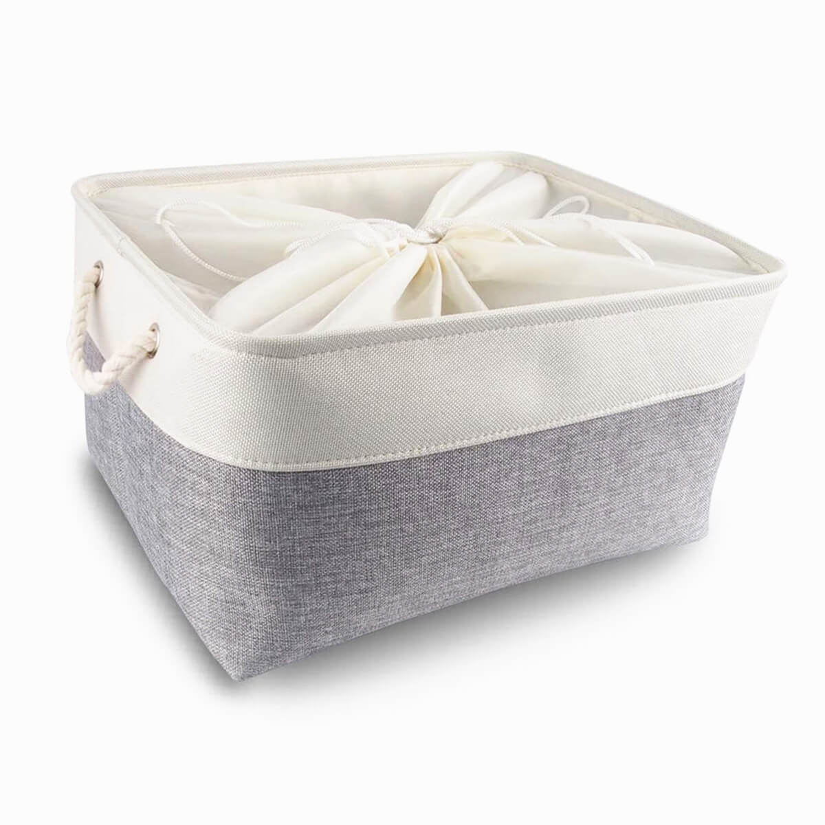 Two-Tone Basket with Rope Handle（Grey White） - Image 16