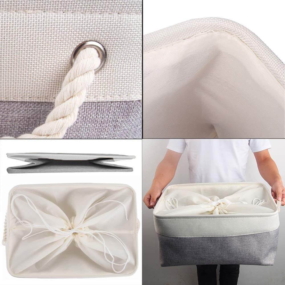 Two-Tone Basket with Rope Handle（Grey White） - Image 20