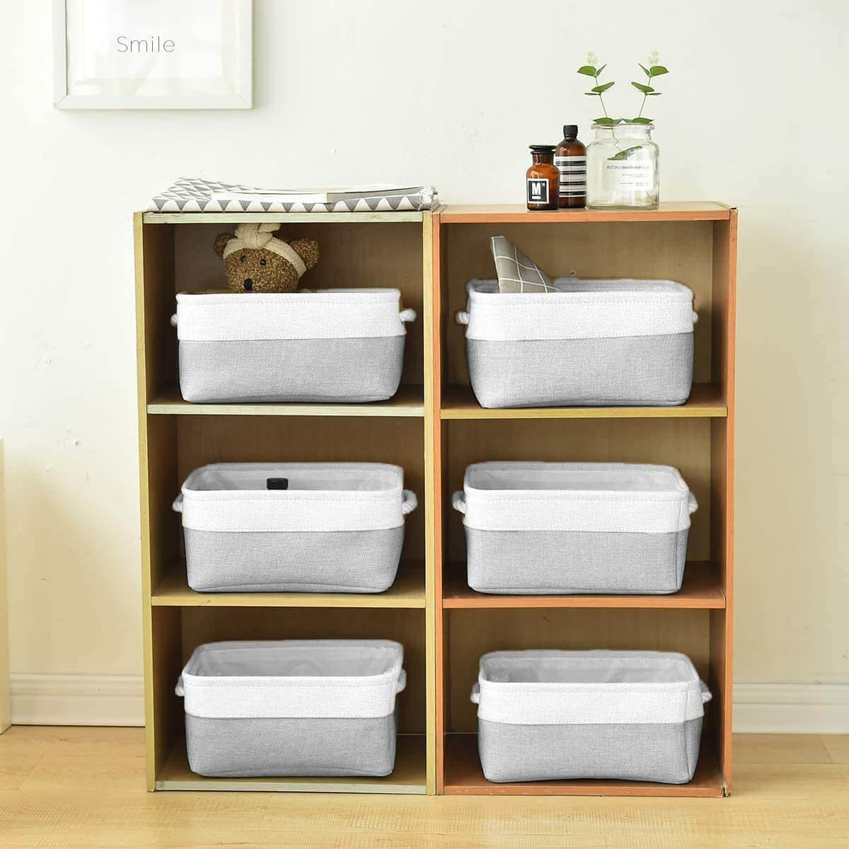 Two-Tone Basket with Rope Handle（Grey White） - Image 26