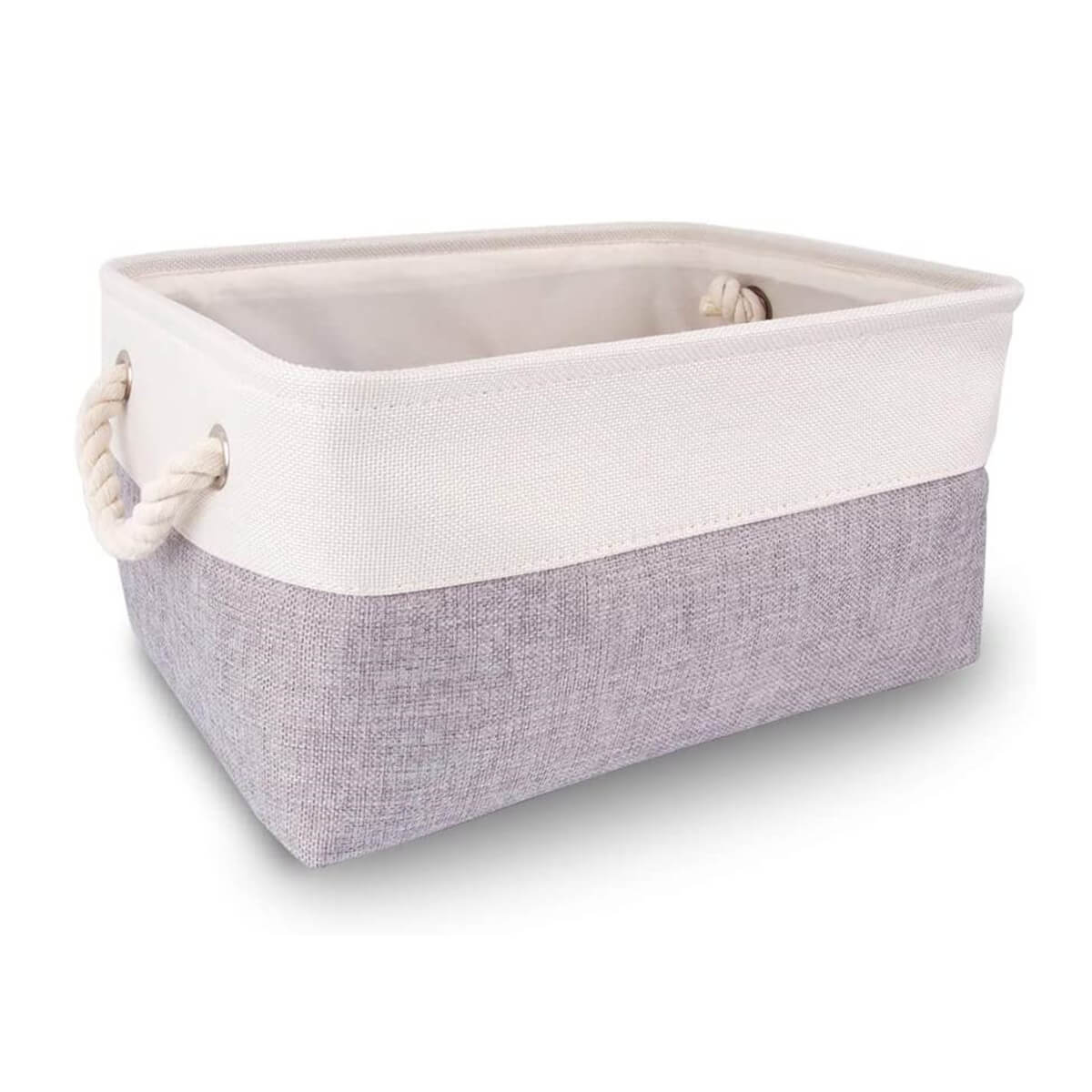 Two-Tone Basket with Rope Handle（Grey White） - Image 30