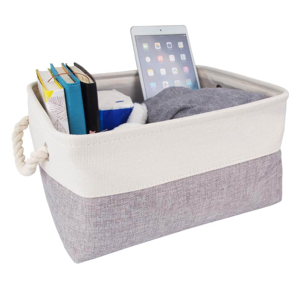 Two-Tone Basket with Rope Handle（Grey White） - Image 33