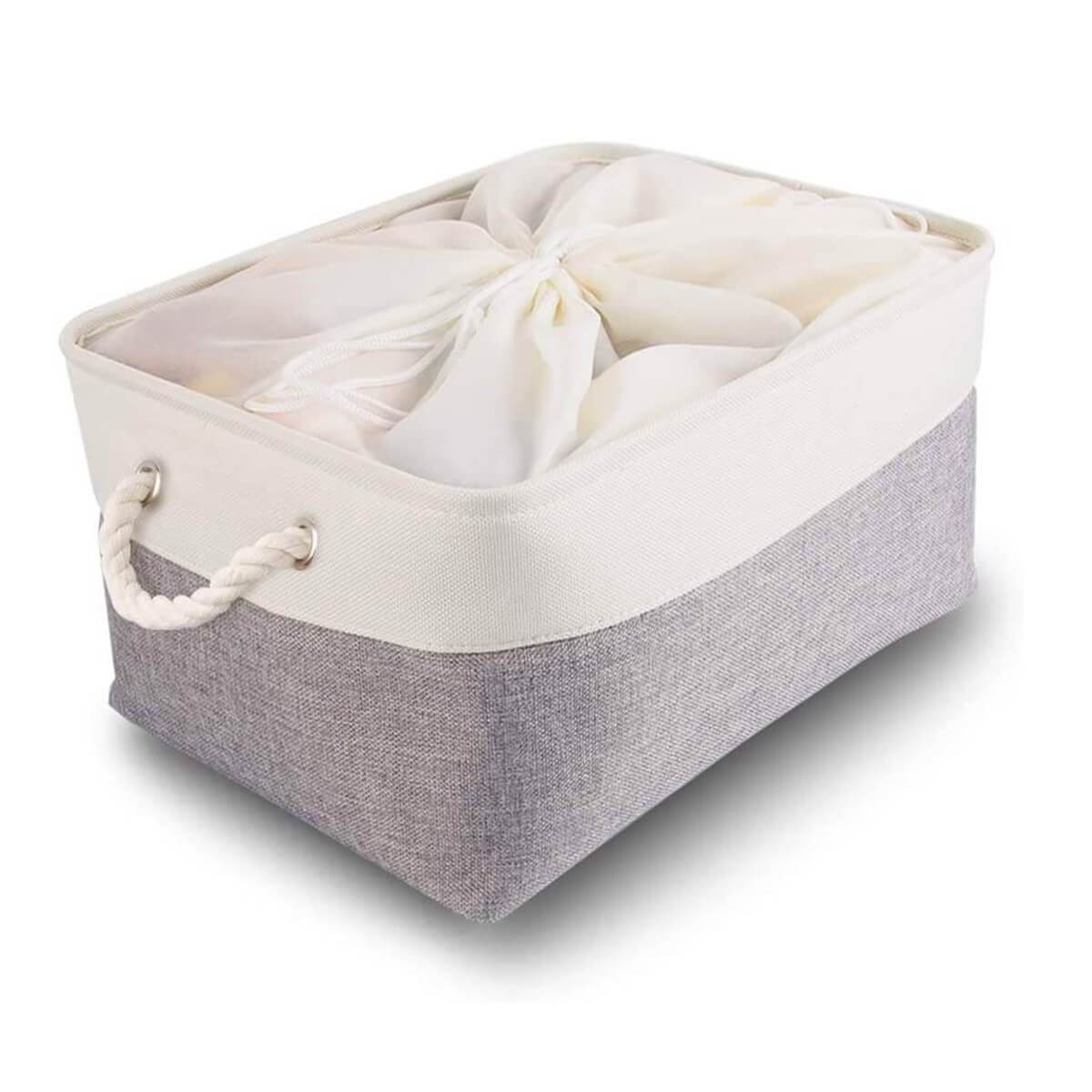 Two-Tone Basket with Rope Handle（Grey White） - Image 8