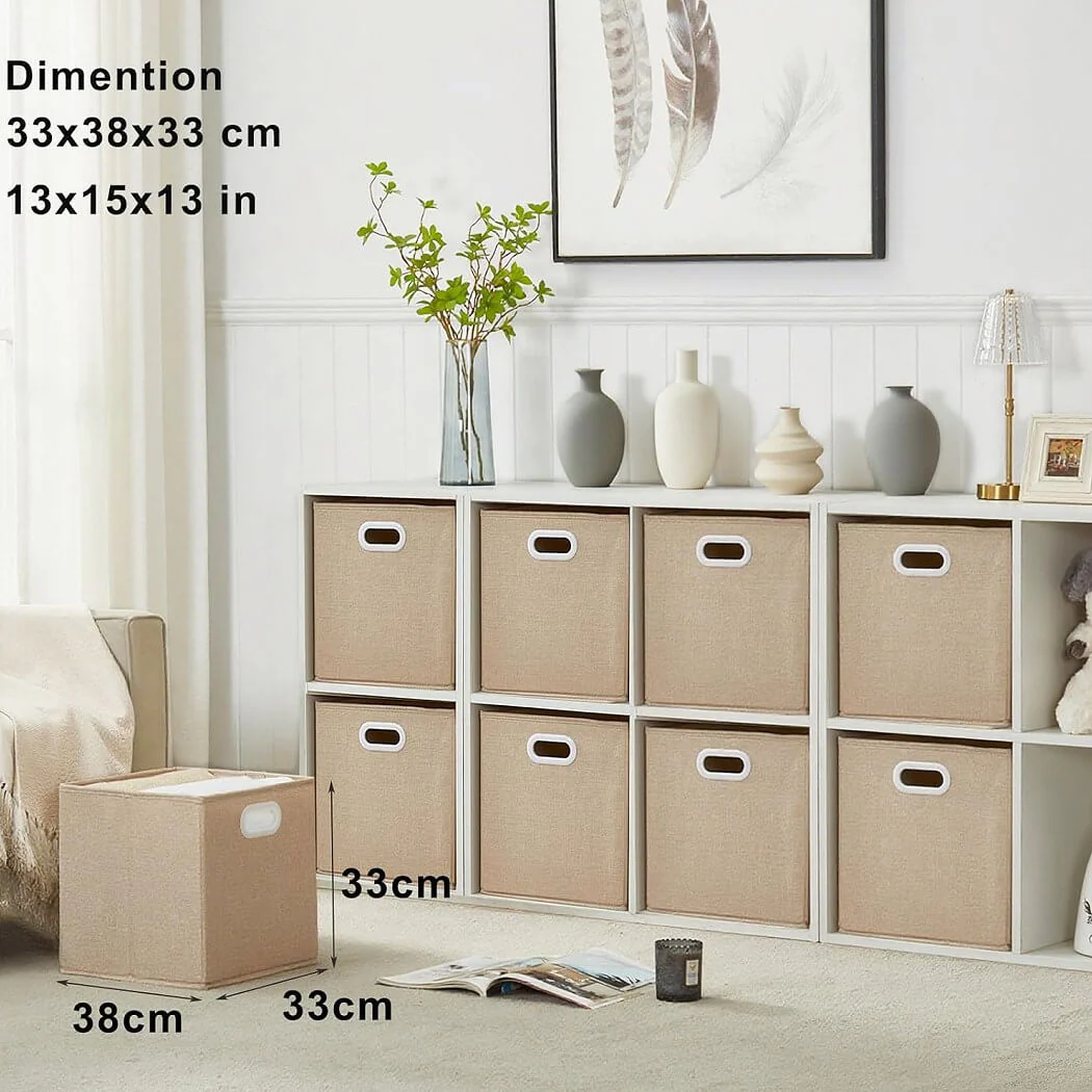 Fabric Storage Boxes Light Khaki – Kallax Compatible - Image 11