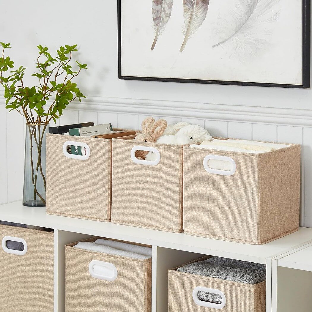 Fabric Storage Boxes Light Khaki – Kallax Compatible - Image 51