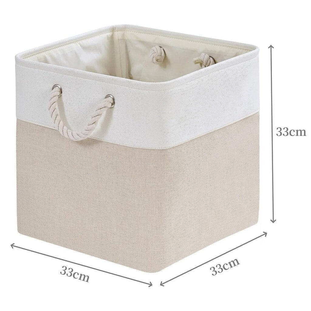 Fabric Storage Boxes with Rope Handles – Cube Kallax-compatible Washable Light Khai White - Image 25