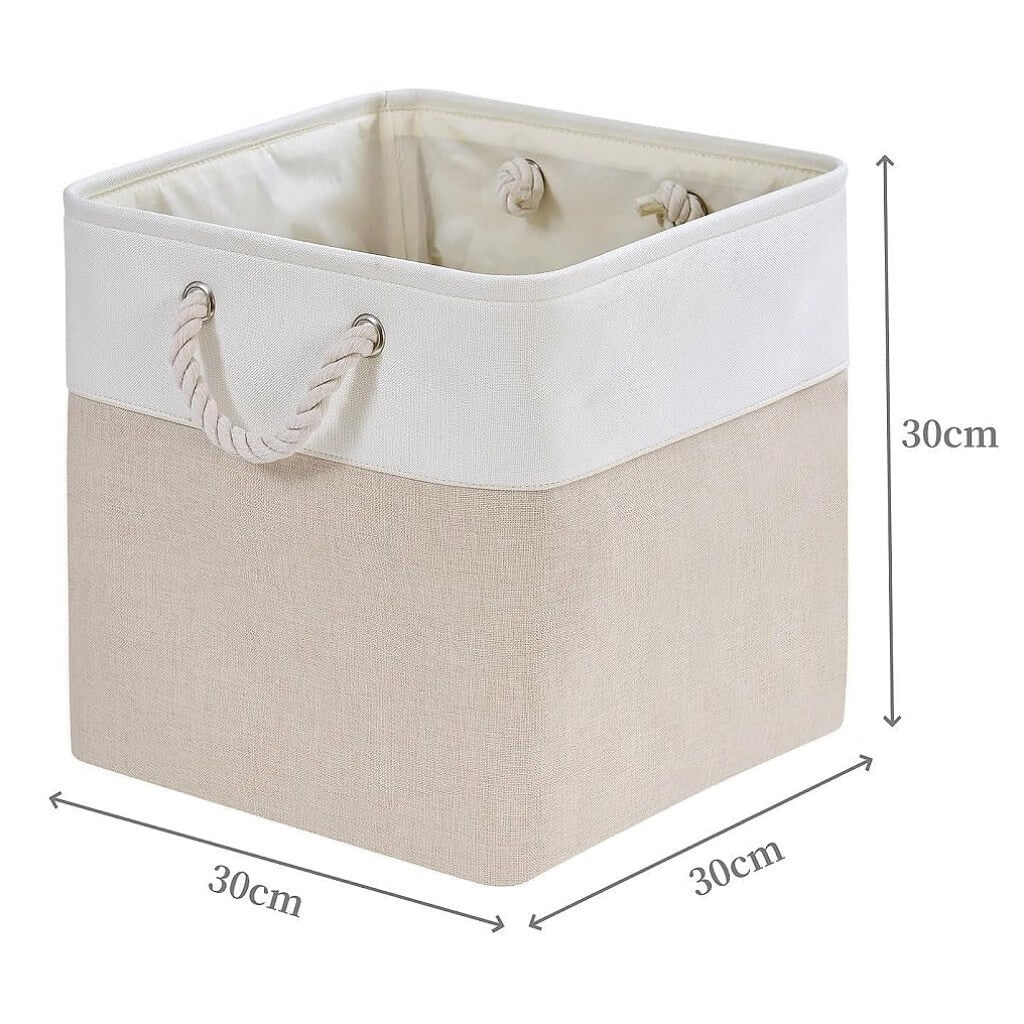 Fabric Storage Boxes with Rope Handles – Cube Kallax-compatible Washable Light Khai White - Image 32