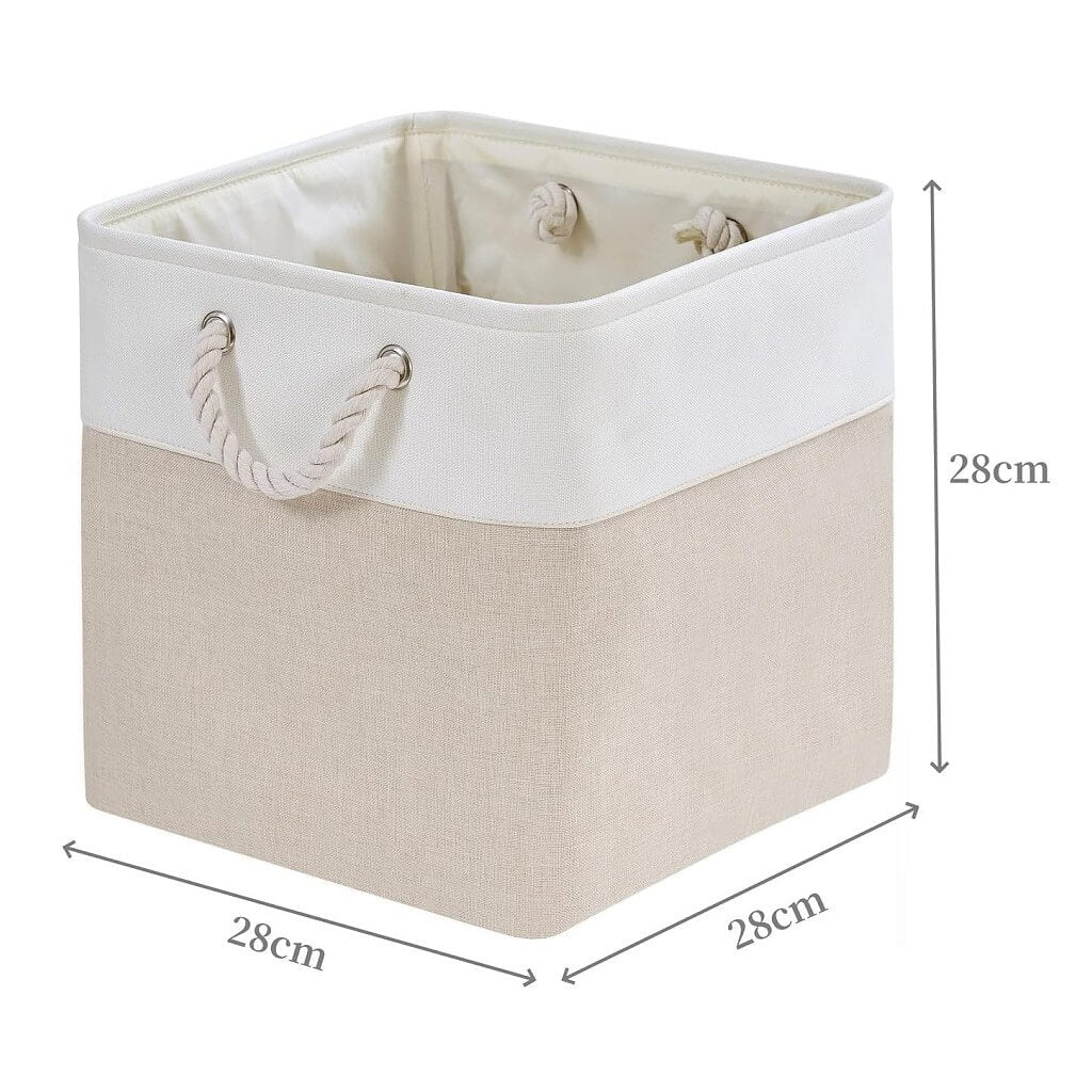 Fabric Storage Boxes with Rope Handles – Cube Kallax-compatible Washable Light Khai White - Image 46