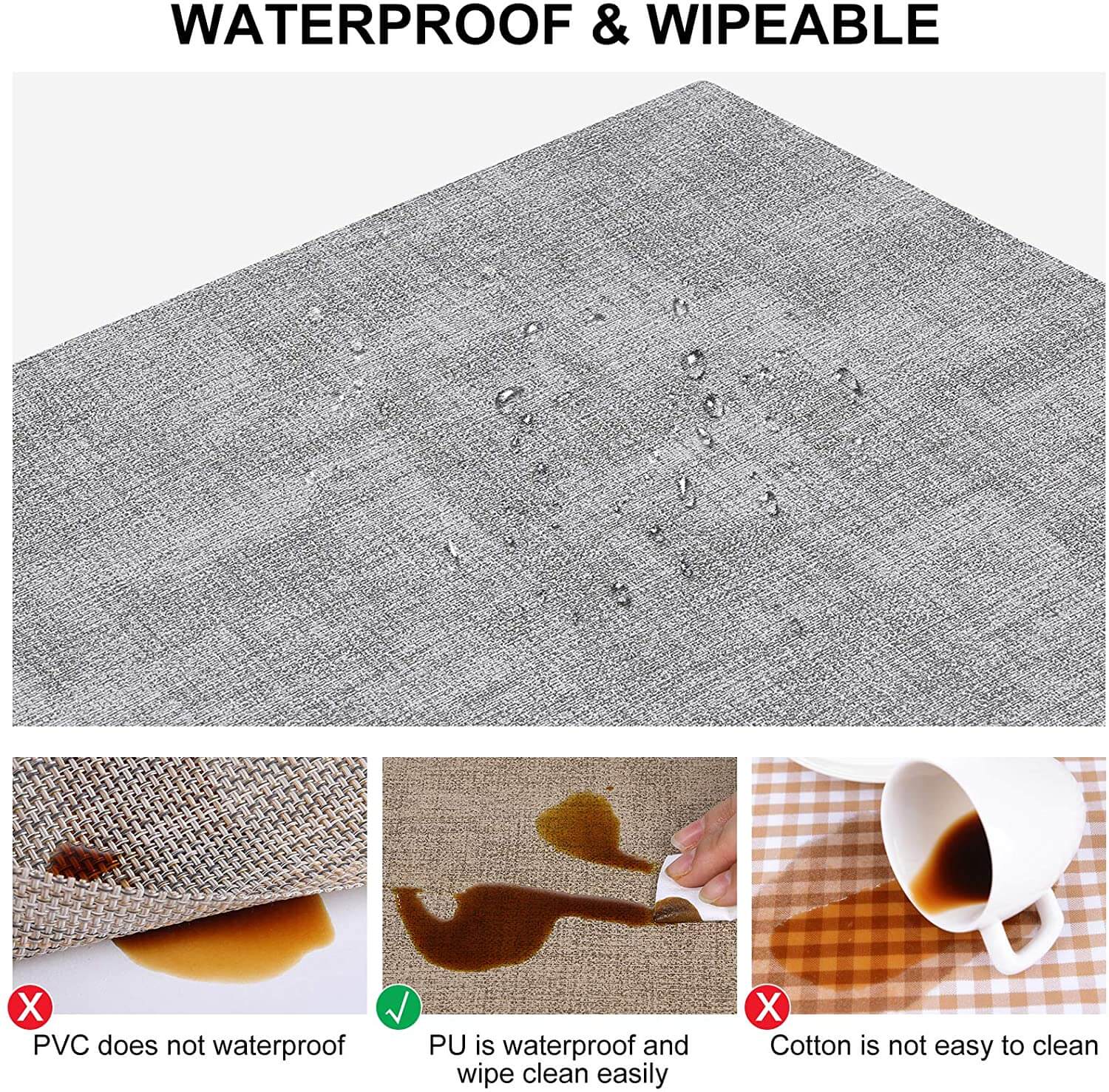 Faux Leather Heat Resistant Placemats Set Light Grey - Image 5