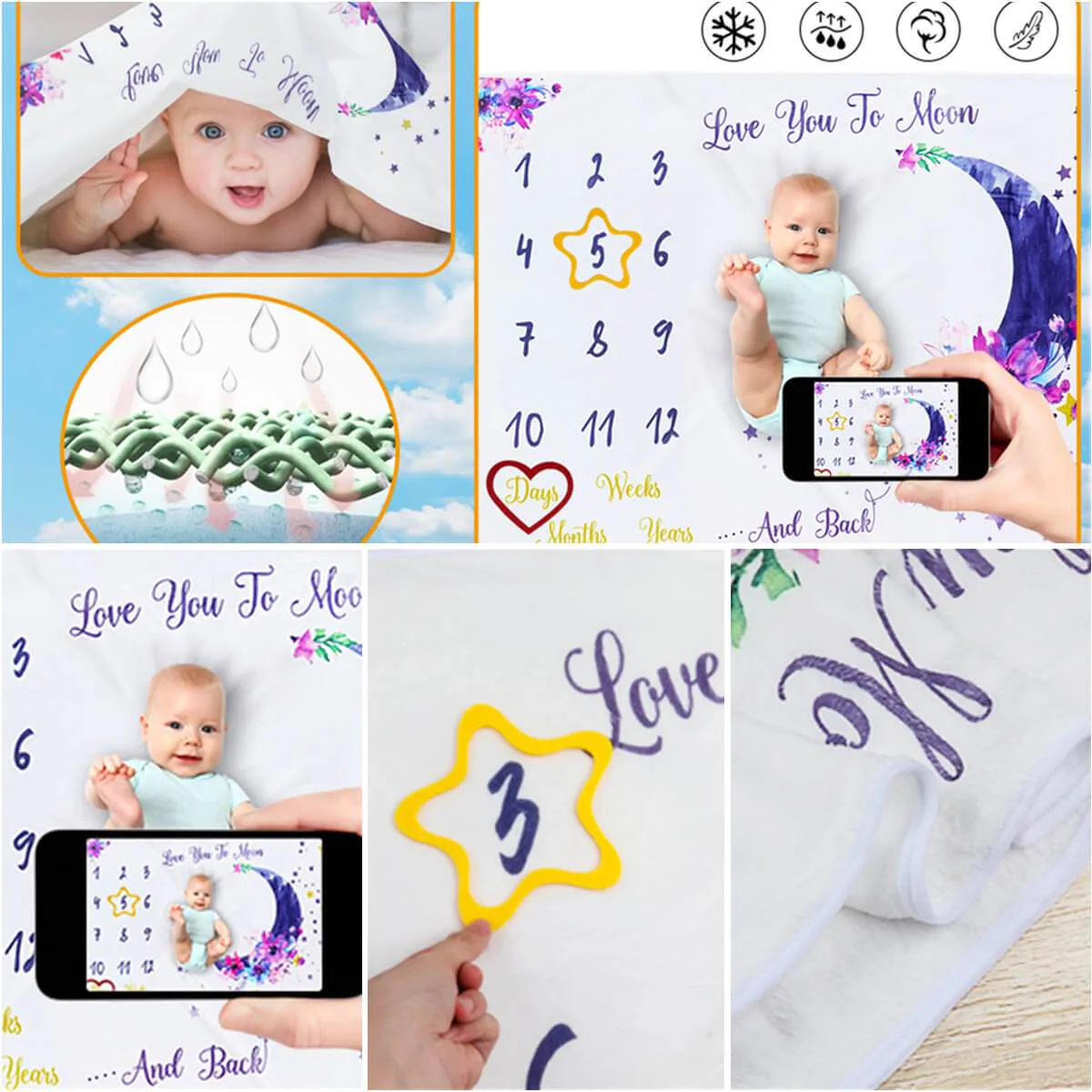 Floral Baby Blanket Personalized Baby Milestone Blanket Newborn Gifts - Image 3