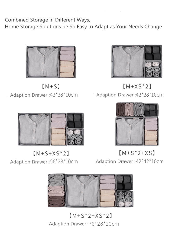 Foldable Drawer Organiser Dividers Storage Box Fabric Flexible Wardrobe Storage Solution - Image 3