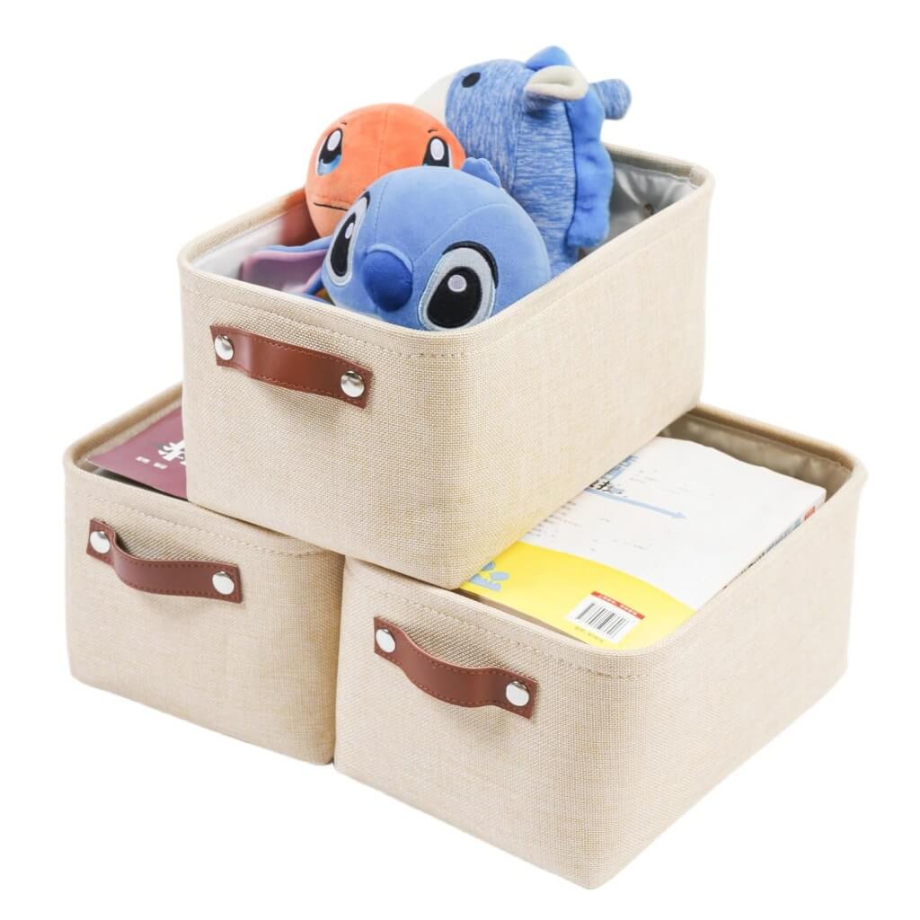 Foldable Fabric Storage Boxes with Handles (Light Khaki) 1/3/4-Pack - Image 20