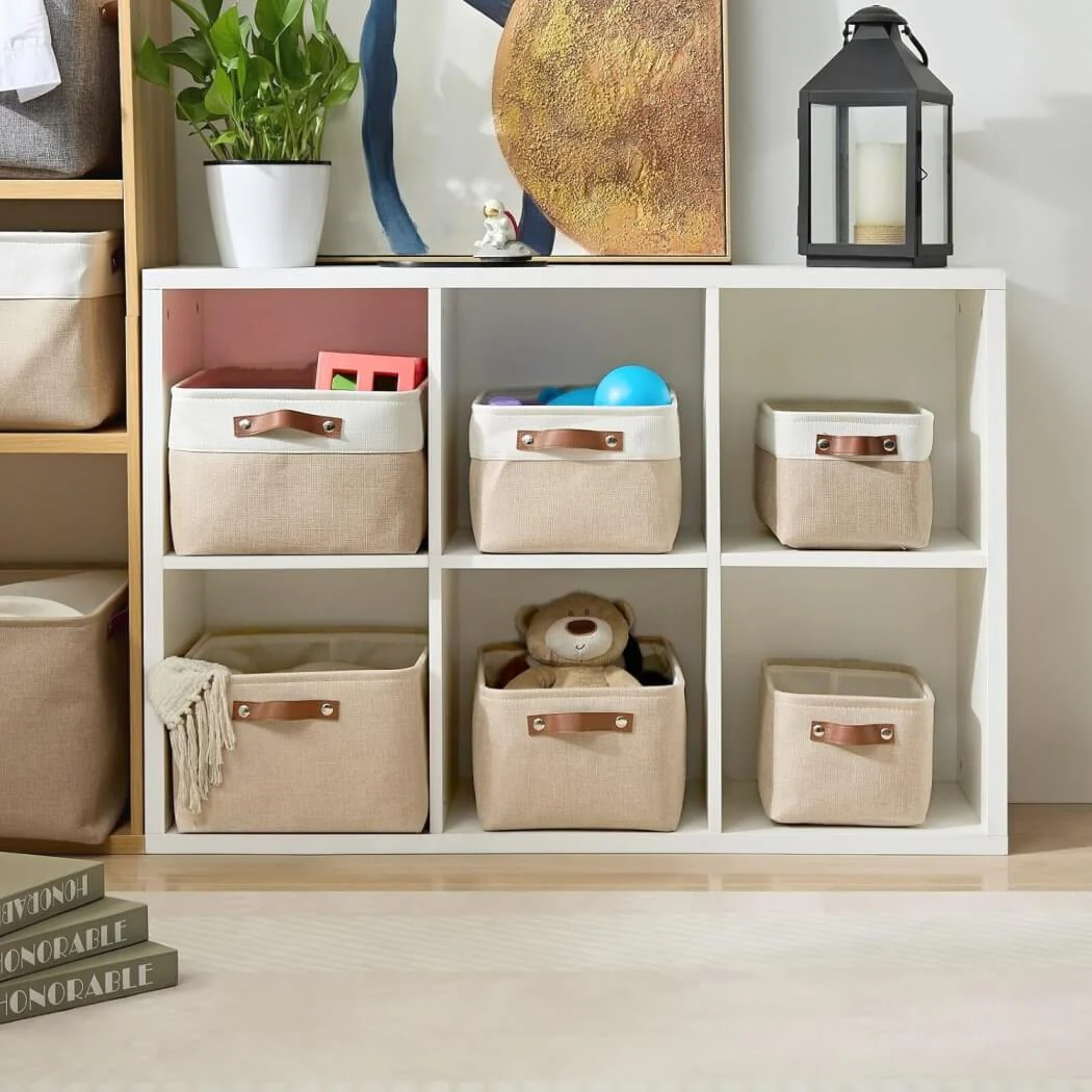 Foldable Fabric Storage Boxes with Handles (Light Khaki) 1/3/4-Pack - Image 42