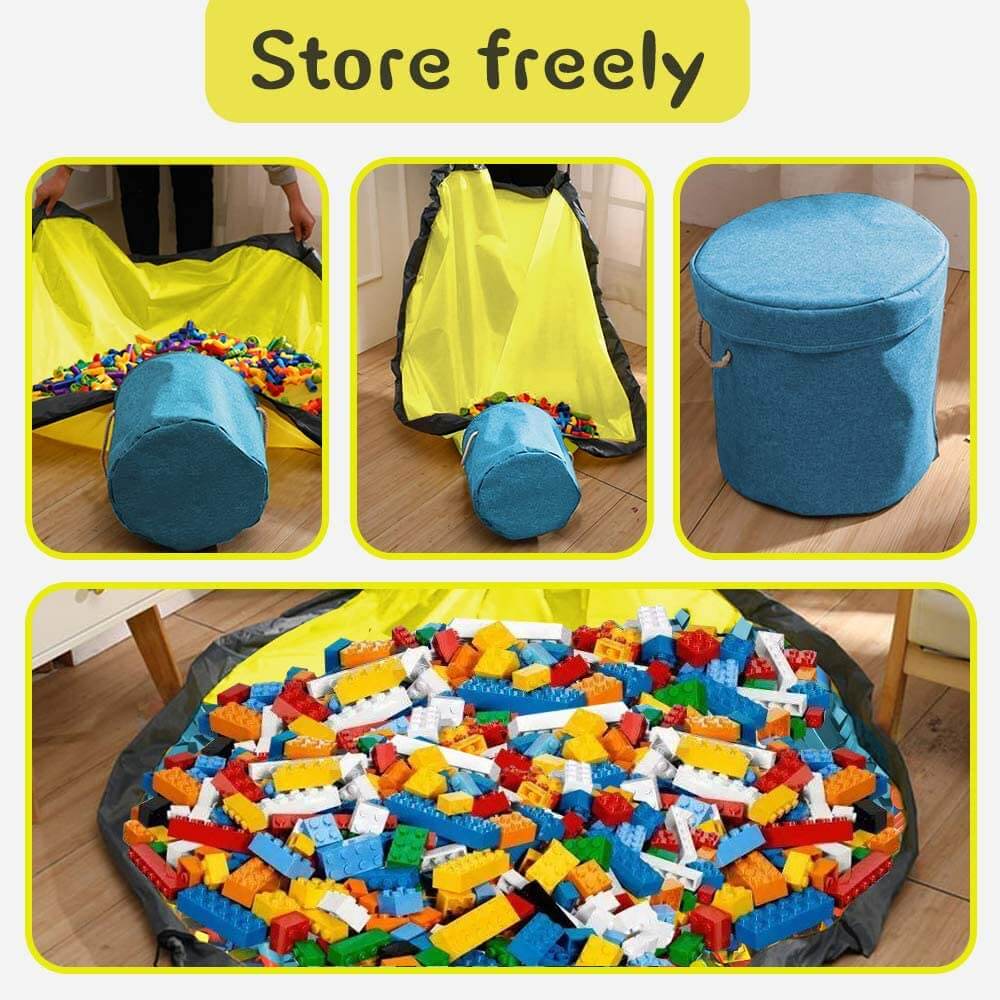 Foldable Portable Toy Storage Bag & Floor Play Mat Bag SkyBlue - Image 6