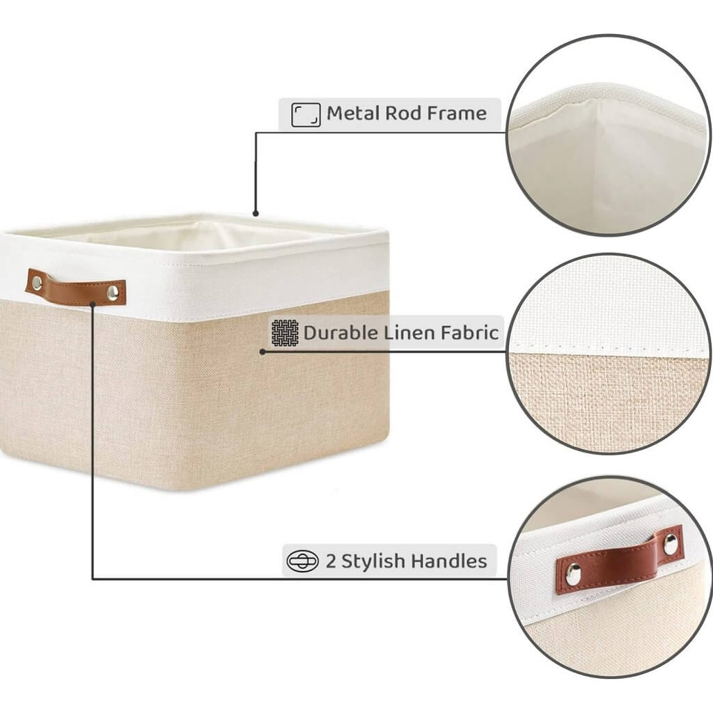 Foldable storage box Khaki White mangata - Image 14