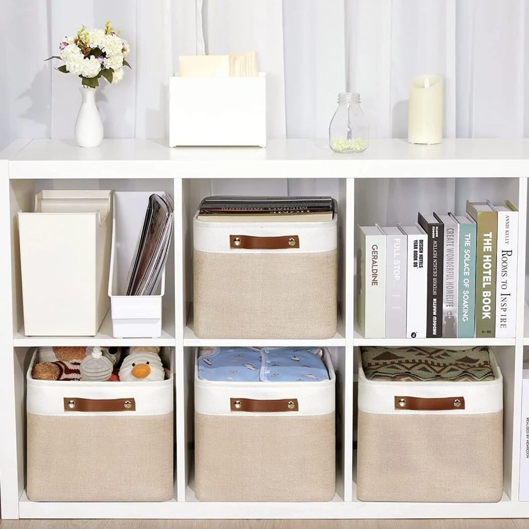 Foldable storage box Khaki White mangata - Image 6