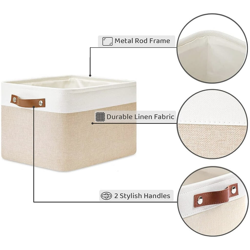 Foldable storage box Khaki White mangata - Image 7