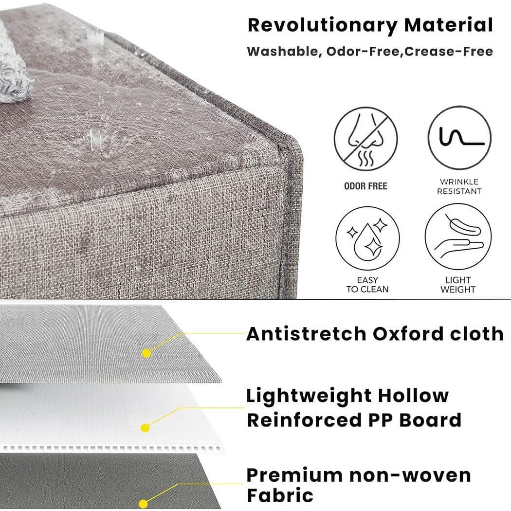 Grey White Foldable Storage Cube Boxes Premium Fabric Organizers for Home, Wardrobes - Image 5